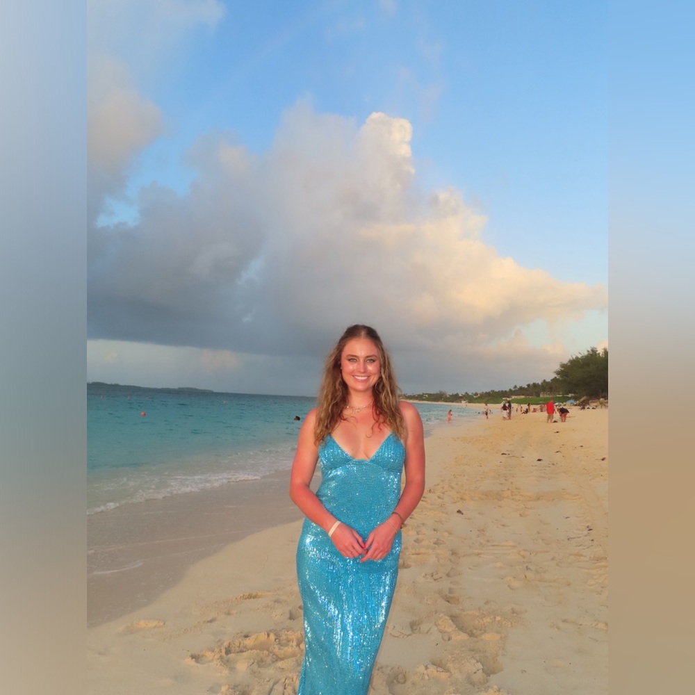 DREAMY SHINE SEQUIN MAXI DRESS BLUE